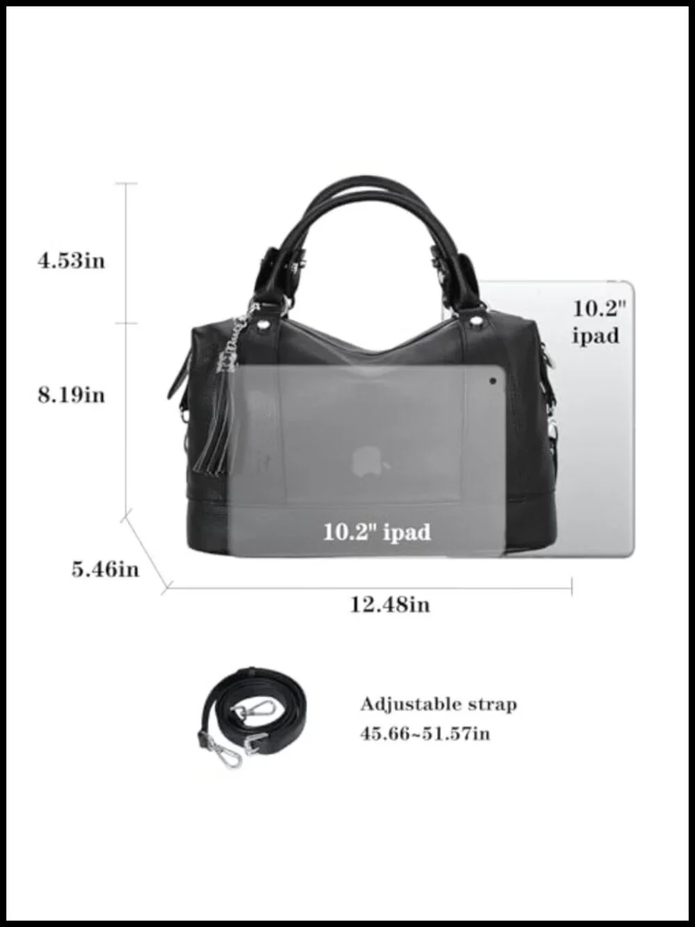 Genuine Leather Satchel Tote Shoulder Handbag with Removable Strap